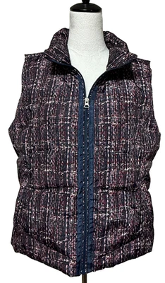 Chaleco acolchado Lands End para mujer grande pequeño 14-16 púrpura plumón hiper seco cremallera completa Foto 1 de 4