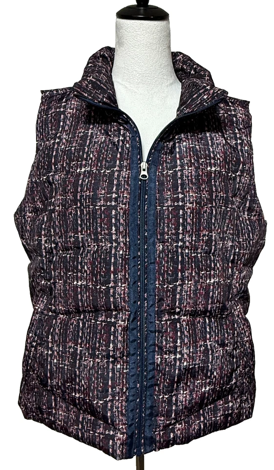 Chaleco acolchado Lands End para mujer grande pequeño 14-16 púrpura plumón hiper seco cremallera completa Foto 1 de 4