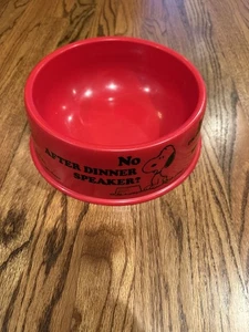 Vintage Red Plastic Peanuts Snoopy Supper Dog Food Water Dish Bowl 1966 UFS,Inc - Picture 1 of 6
