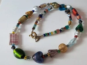 Vintage Antica Murrina Glass Multicoloured Mixed Bead Necklace Sparkling Chic - Picture 1 of 7