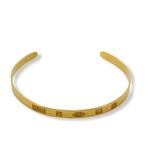 18ct Gold Vermeil Britannia 958 Silver Bangle Bracelet With Full UK Hallmarks - Picture 1 of 5