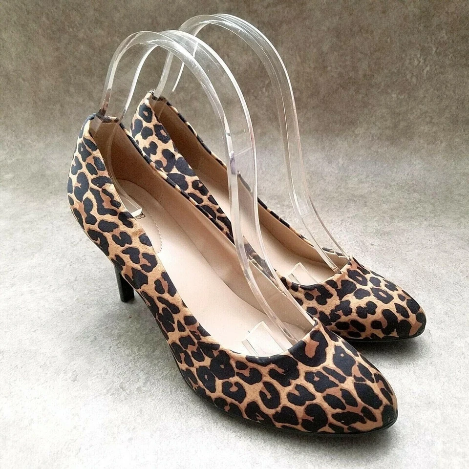 Zapatos de tacón Bandolino para mujer talla 7 M marrón sin cordones con estampado de guepardo de 3" Foto 1 de 4