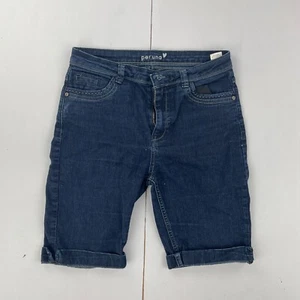 PER UNA Shorts 8 Indigo Blue Womens Cotton Blend Denim Knee Length M&S - Picture 1 of 11