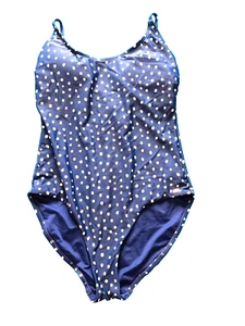 F&F UK 14 Navy Mix Polka Dot Removable Pads Lingerie Fit Swimsuit - Picture 1 of 4