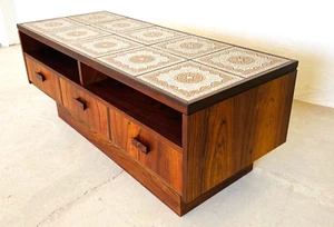 MUEBLE VINTAGE RETRO DANÉS MEDIADOS DE SIGLO PALO DE ROSA Y CERÁMICA AÑOS 60 - Imagen 1 de 17
