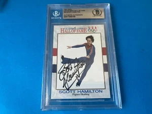 Scott Hamilton 1991 Impel Olympic HOF Card Signed Auto Beckett BAS Slabbed - Picture 1 of 2