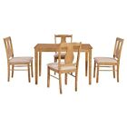 CHOU48, Wooden Rectangular 4 Upholstered Kitchen, 5-Piece Dining Room Table a...