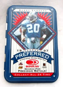 Barry Sanders 1997 Donruss Preferred 4.5" Blue Empty Tin#20!Detroit Lions RB HOF - Picture 1 of 2