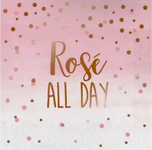 Rose and Gold All Day 3-Ply Lunch Napkins Wedding Bridal Birthday Decorations - Picture 1 of 1