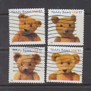 USA Teddy Bear Stamps, Sc 3653-6, Postally Used & Off Paper - Picture 1 of 1