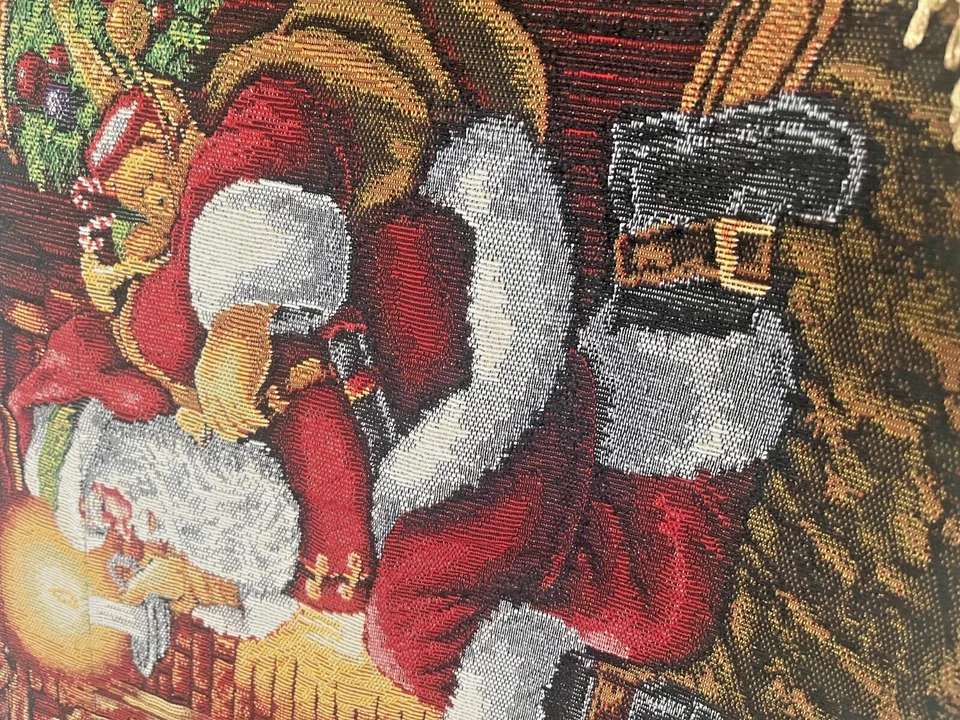 Christmas  Tapestry Fireplace Decor Table Runner Wall 60” x 15” Santa Gifts Tree - Image 1 of 4