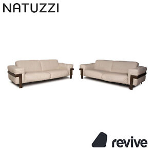 Natuzzi Leather Sofa Set Cream 2xZweisitzer Couch