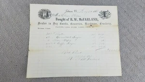 1868 McFarland Dry Goods Groceries Hardware Crockery Johnson, Vt Billhead - Picture 1 of 4