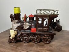 Vintage Barware Whiskey Decanter Train Steam Engine 2X Shot Stopper Spout Japan