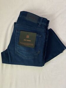 Brand New Hugo Boss Men's Delaware Slim Fit Jeans Dark-Blue Knit Denim W31,L32