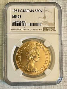 Great Britain 1984 5 Sovereign Gold NGC MS67 Sku# 4057 - Picture 1 of 2