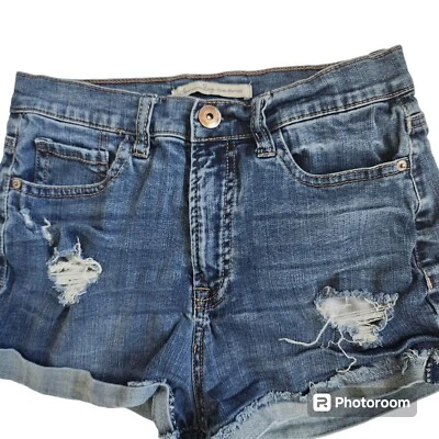 Distressed Cuffed Raw Hem American Rag Cie  Grunge Jean Cut Off Shorts 7 (Jr) - Image 1 of 4
