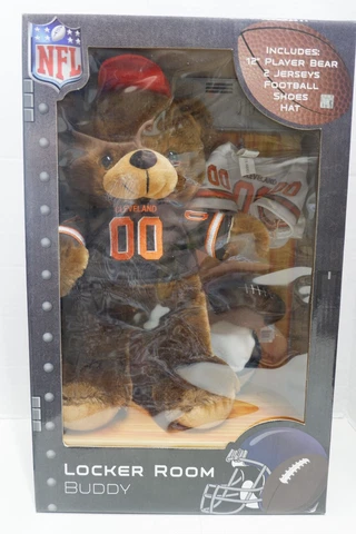 NFL's Cleveland Browns Locker Room Buddy Bear w/Football, Shoes, Hat & 2 Jerseys Cover