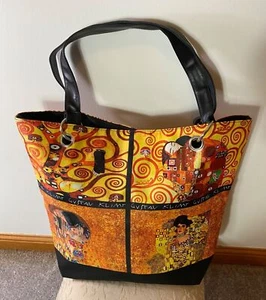 Gustav Klimt Art-Inspirierte Tasche Henkel Druckknöpfe geschlossen - Bild 1 von 9