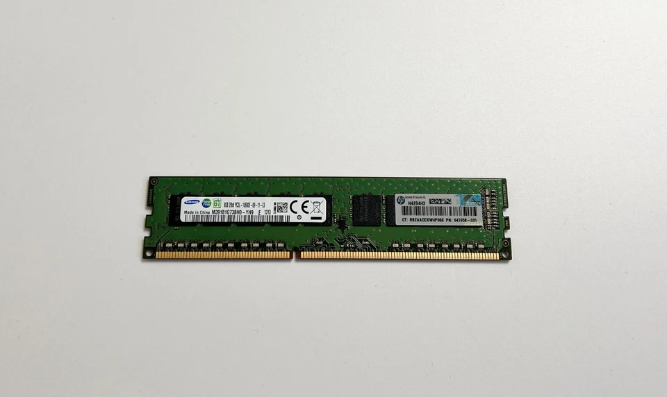 647909-B21 HPE 8GB (1x8GB) Dual Rank x8 PC3L-10600 Unbuffered Memory Kit - Image 1 of 3