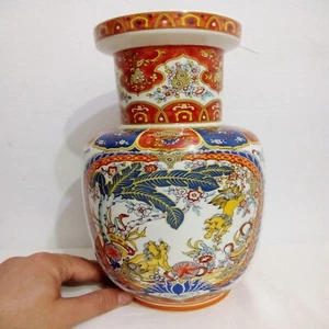 Vintage Chinese Porcelain Vase Eken Mid Century Chinese Foo Lion Dogs 12 In Tall - Picture 1 of 21