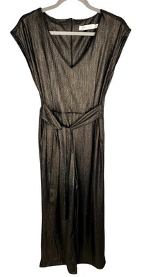 Mono corto BISHOP + YOUNG para mujer negro dorado metálico sin mangas con cinturón XS Foto 1 de 4