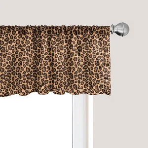 Valance per finestra con stampa leopardata colore pesca, motivo leopardato colore arancione illust... - Foto 1 di 3