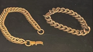 Reines massives Kupfer Armband Arthritis Kubanische Kette Panzer Gliederarmband Set 2 Vintage - Bild 1 von 11