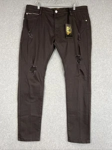 Kleep Herren Größe 38x32 (40x31) Biker Slim Distressed Denim Skinny Jeans Braun Neu mit Etikett - Bild 1 von 17