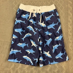 Hanna Andersson Navy Shark Print Sunblock Swim Trunks ~ 8 - Picture 1 of 10