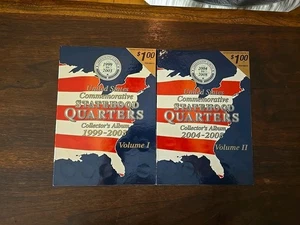 (NEW) 1999-2008 USA Commemorative Statehood Quarters Collectors Album Vol 1&2 - Picture 1 of 6
