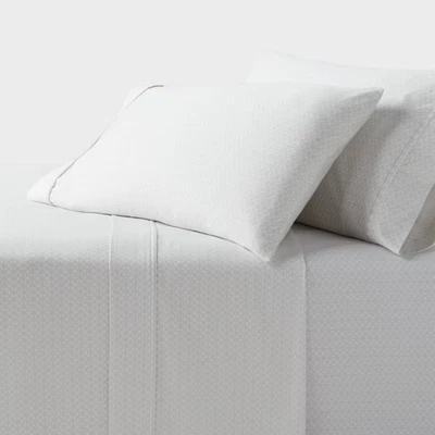 Queen 400 Thread Count Performance Sheet Set Light Gray Geo - Threshold