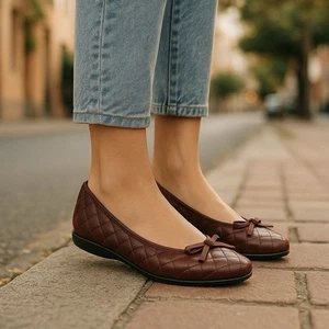 Zapatos planos de ballet The Flexx granate de cuero negro sin cordones para mujer talla 9 - Imagen 1 de 10
