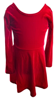 The Children’s Place Girls 4 Red Velvet Stretch Long Sleeve Dress Ballet Style - Image 1 of 4