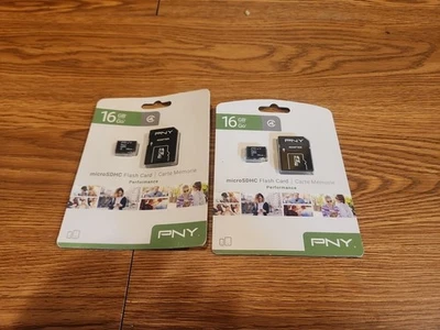 NEW PNY 16GB MicroSDHC UHS-I 85MB Memory Card Elite Pack Of 2 - Image 1 of 3