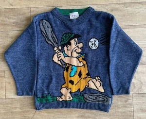 Vintage 1994 The Flintstones Baseball Sweater Size 6 Kids Medium - Picture 1 of 4