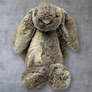 Jellycat Medium Bashful Cottontail Bunny - Woodland Grey/brown Rabbit 12” - Picture 1 of 9