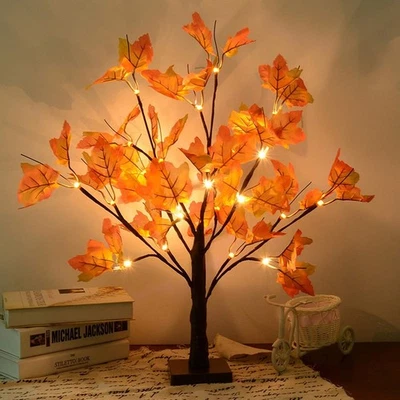 Artificial Fall Lighted Maple Tree 24 LED Thanksgiving Decorations Table Lights - Image 1 of 4