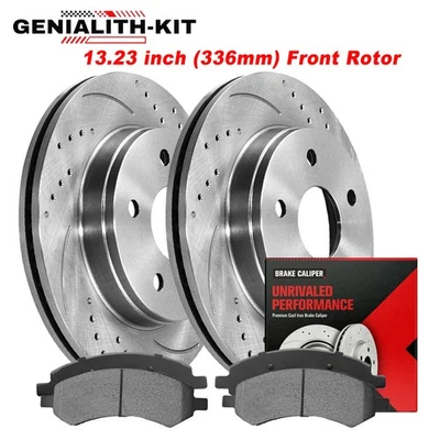 Front Drilled Rotors Brake Pads for 2006 2007 2008 2009 2010-2018 Dodge Ram 1500 - Image 1 of 4