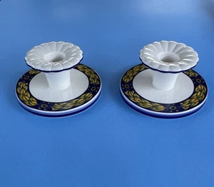 Pair Of Royal Copenhagen Blue Pheasant Porcelain Candlestick Holders Denmark - Picture 1 of 10