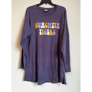 Ouachita Tigers Purple Long Sleeve T-Shirt Women's XL Graphic Tee Top - Picture 1 of 7