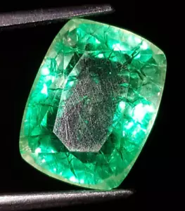 Smeraldo Colombiano Naturale Certificato 10,12 Ct Pietra Preziosa Sciolta Taglio Cuscino Gemma G254 - Foto 1 di 9