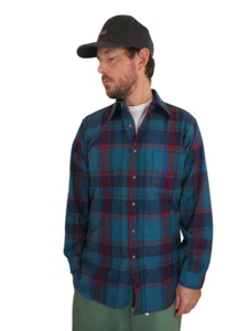 Vtg 70s Pendleton Wool Ombre Shadow Plaid Flannel Board Lodge Shirt Mens Medium - Picture 1 of 8