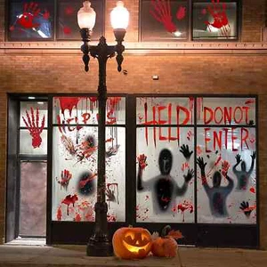 Halloween Deko Horror Blutige Handabdruck Fußabdruck Fensteraufkleber Tür Deko - Bild 1 von 8