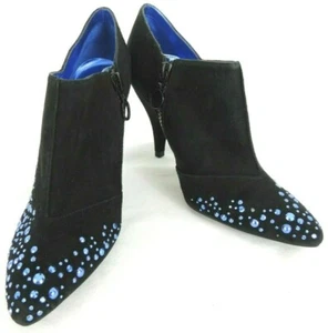 Sigerson Morrison for Target Booties 5.5 M Black Faux Suede Blue Jeweled - Picture 1 of 12