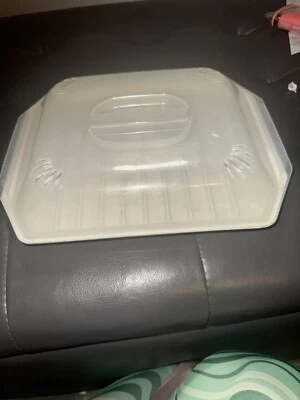 Microwave Bacon Grill Cooker Cookware Tray Rack Pan With Cover Kitchen White USA - Image 1 of 3