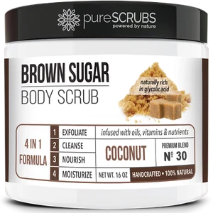 pureSCRUBS Coconut Brown Sugar Face & Body Scrub + FREE Spoon, Loofah & Soap - Picture 1 of 8