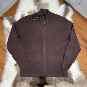 Massimo Dutti Knit Jumper Zip 1/4 neck Brown Men's Soft size M Medium - Picture 1 of 16