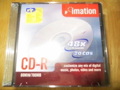 20 Pack Imation 80min/700MB CD-R with Slim Jewel Cases - Image 1 of 2