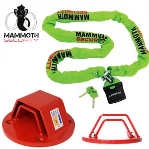 MOTORCYCLE MAMMOTH THATCHAM GROUND ANCHOR + MAMMOTH 1.8M CHAIN LOCK SCOOTER KIT - Picture 1 of 9